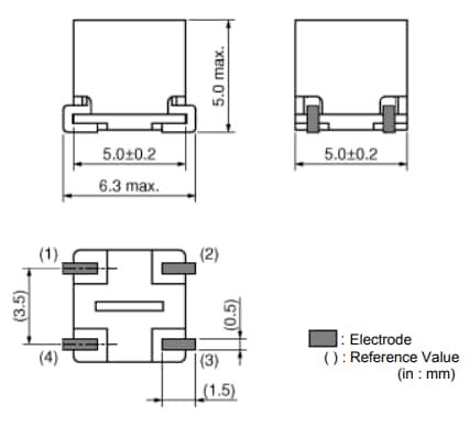 Mechanical Drawing - Murata PLT5BPH Wirewound Common Mode Choke Coils